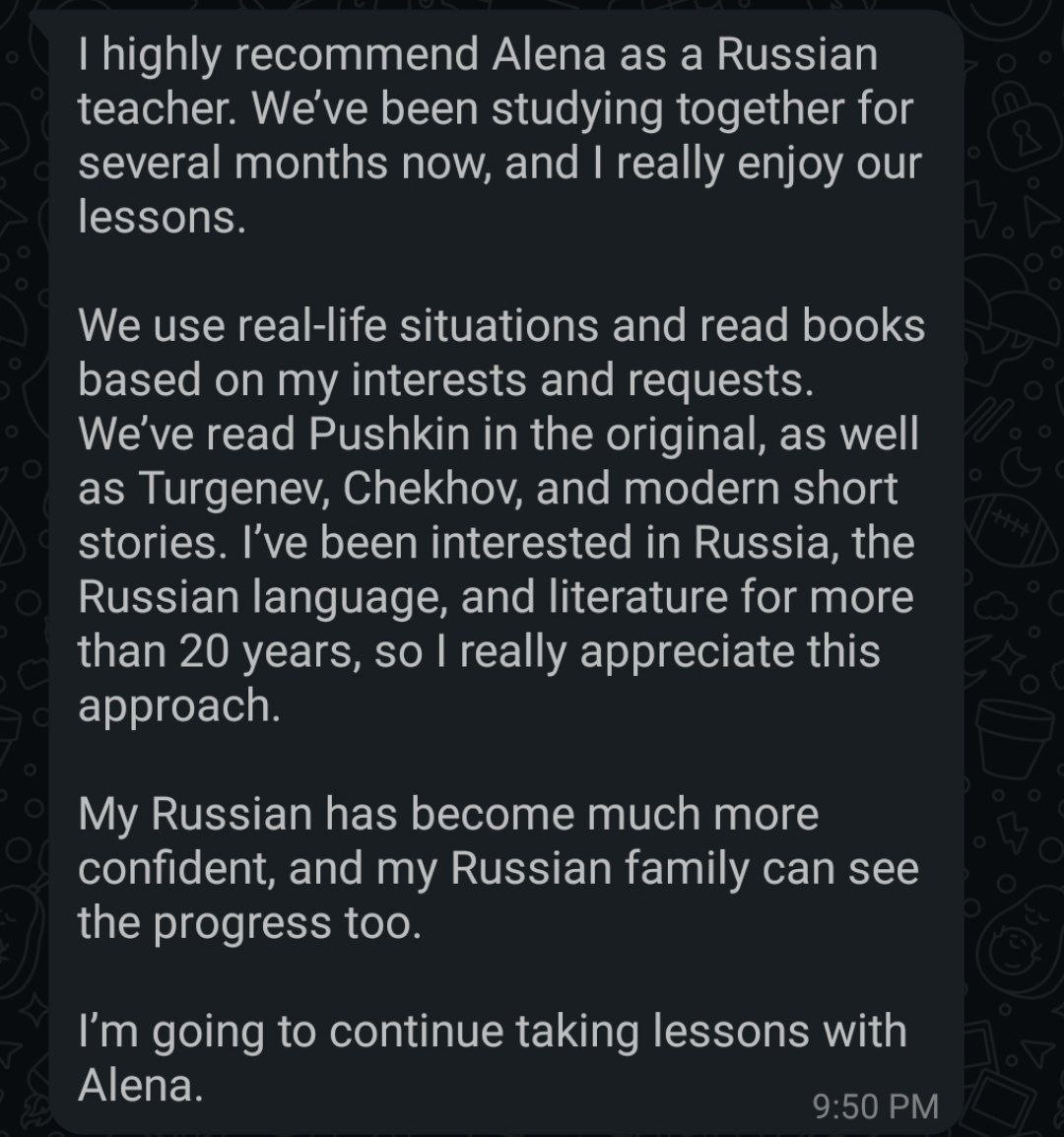 A message from a student who reads Russian literature in the original
